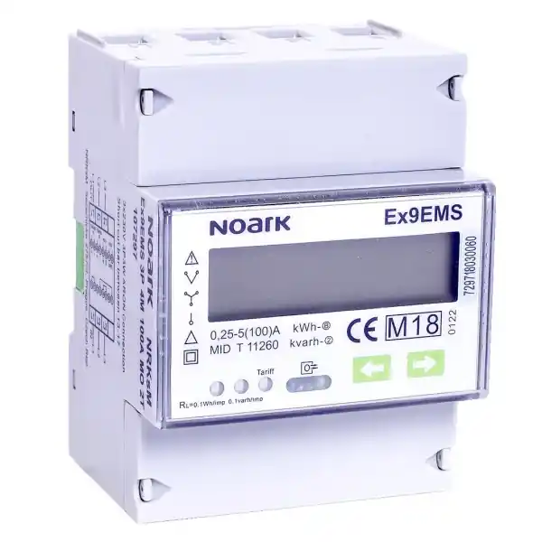 Noark 107298 Ex9EMS 3P 4M CT 2T Smart Elektroměr 3-polový, 4-modulový, nepřímé měření, 2-tarifní, LCD displej Omezená Nabídka