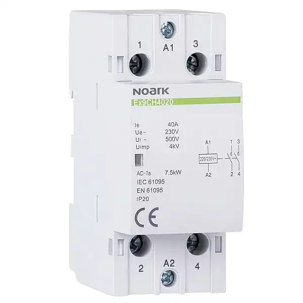 Noark 102418 Ex9CH40 11 220/230V 50/60Hz Instalační stykač, 40 A, ovl. 220/230 V, 1 NC + 1 NO kontakty Nejlepší Volba