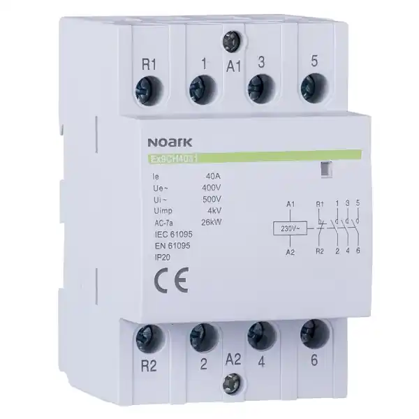 Akční Nabídka Noark 107028 Ex9CH63 31 230V 50/60Hz Instalační stykač, 63 A, ovl. 230V, 3 NO + 1 NC kontakty