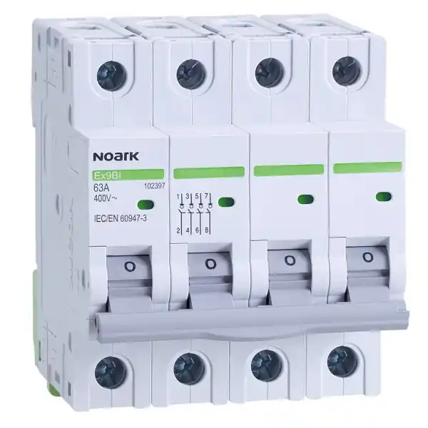Vrácení Zdarma Noark 102397 Ex9BI 4P 63A Instalační vypínač, šířka 4 moduly, 4pól, 63A
