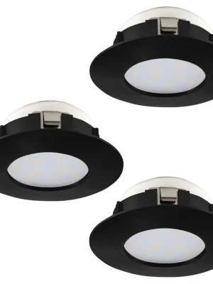 Přímo Od Výrobce Zápustné svítidlo EGLO PINEDA 3x4,9W 1080lm 3000K průměr 78mm černá set 3ks 900744