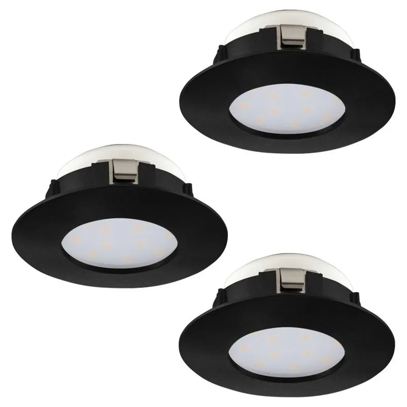 Přímo Od Výrobce Zápustné svítidlo EGLO PINEDA 3x4,9W 1080lm 3000K průměr 78mm černá set 3ks 900744