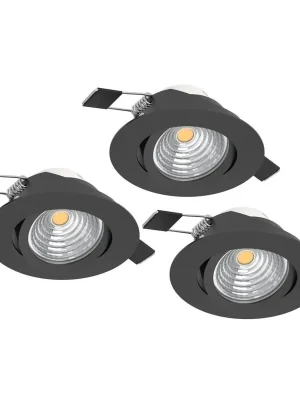 Nízká Cena Zápustné svítidlo EGLO SALICETO 3x6W 1350lm 2700K průměr 88mm černá set 3ks 900747