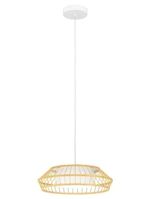 Expresní Doručení Závěsné svítidlo EGLO YUKU-Z 22W 2600lm 2700-6500K RGB+TW hnědé dřevo bílý textil 900842