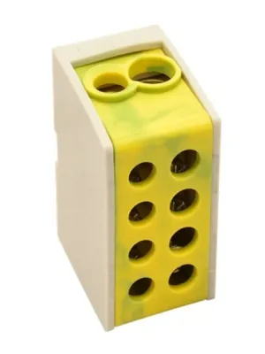 Novinka Tracon FLE-16ZS Rozvodná odbočná svorka, zeleno-žlutá, průběžná 2×16mm2 / 2×16mm2, 400VAC, 76A