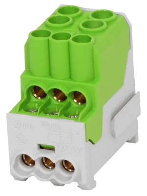 Blok pro rozdělení fází ELEMAN UVB 100 PE, 1pól., 101A, 1000V 1003166 na DIN, zelený Zlevněný
