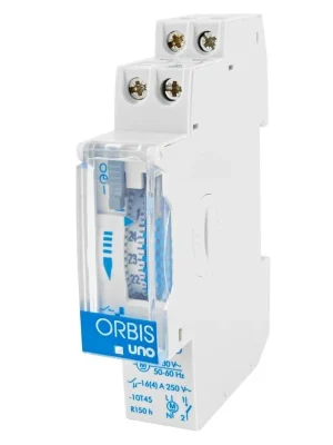 Vrácení Zdarma Spínací hodiny ORBIS UNO QRD ELEMAN analog., denní, 1M se zálohou, šedé, na DIN lištu, 1000816