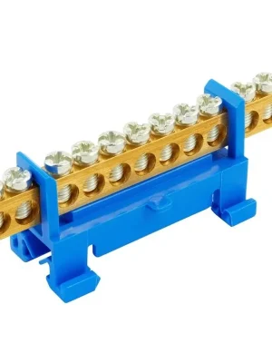 Můstek nulovací ELEMAN N 12 (svorkovnice 12x16mm2) nekrytý IP00, 63A modrý, na DIN 1000007 Sleva