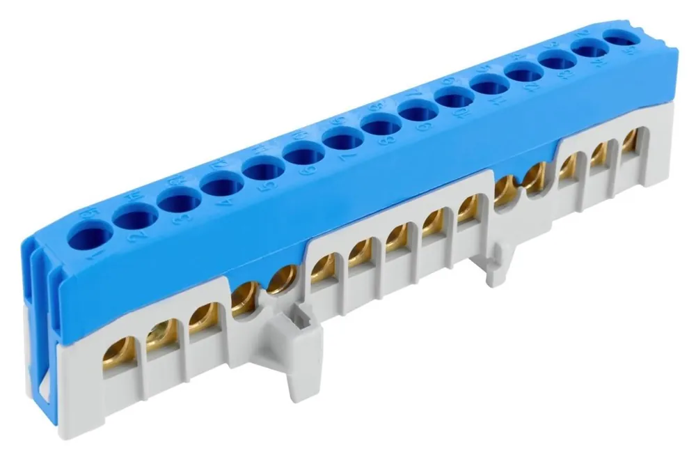 Můstek ELEMAN N 15-F2 (svorkovnice 15x16mm2) IP20, 63A modrý, na DIN 1001290 Výprodej
