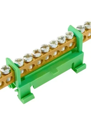 Můstek ELEMAN PE 12 (svorkovnice 12x16mm2) nekrytý IP00, 63A zelený, na DIN 1000009 Nová Kolekce