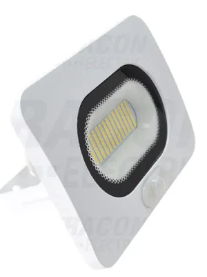 Novinka Tracon RSMDLFM50 SMD reflektor se snímačem pohybu, bílý 50W, 4000K, IP65, 220-240V AC, 4000lm, 110°, 3-10m, EEI=G
