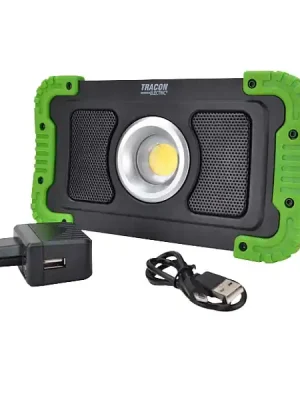Novinka Tracon STLFLBT15W Akumulátorový montážní LED reflektor s bluetooth 15W, 6000K, 3,7V, 8000mAh, Li-Ion, 1500lm, 4-10 h, IP40