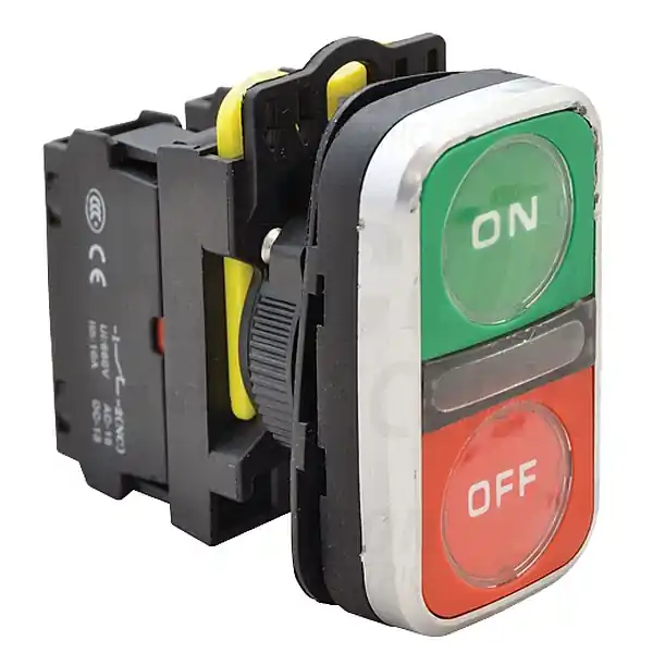 Tracon NYG3-D2 Dvojtlačítko, ON-OFF, zelené +červené 1×NO+1×NC, 5A/230V AC-15, IP65 Must-Have