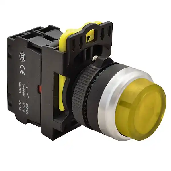 Tracon NYG3-HLY Výstupní tlačítko, prosvětlené žluté 1×NO, 5A/230V AC-15, IP65, LED 230V AC/DC Akce