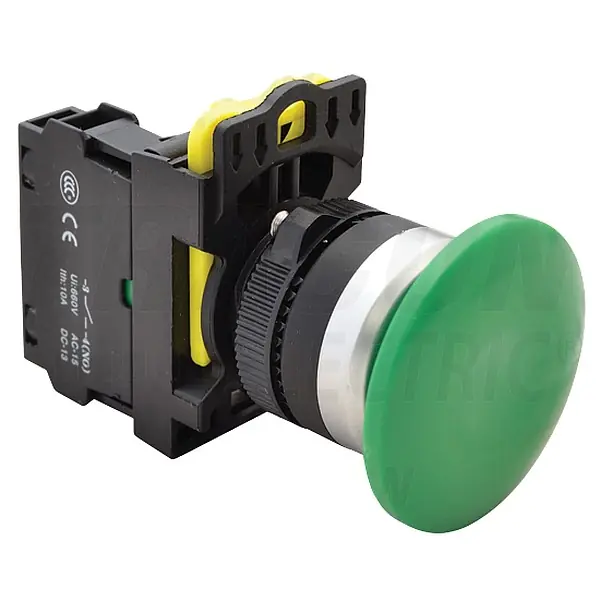 Tracon NYG3-MG Hřibové tlačítko, zelené 1×NO, 5A/230V AC-15, 40mm, IP65 Výhodná Nabídka