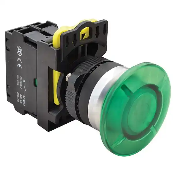 Tracon NYG3-MLG Hřibové tlačítko, zelené 1×NO, 5A/230V AC-15, 40mm, IP65, LED 230V AC/DC Ověřený