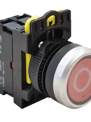 Tracon NYG3-P2L Tlačítko podsvětlené s popisem červené ( bílá 0 ) 1×NC, 5A/230V AC-15, IP65, LED 230V AC/DC Akce