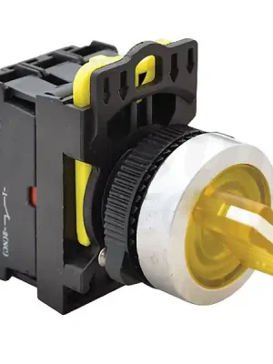 Nová Kolekce Tracon NYK3-SL24Y Otočný spínač s páčkou,podsvícený, žlutá LED, 2-pol., pruž 1×NO+1×NC, 5A/230V AC-15, IP65, LED 230V AC/DC