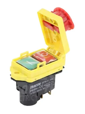 Objednat Nyní Tracon SSTM-015 Bezpečnostní tlačítko s hřibovou ovládací hlavicí 5PIN, 230 VAC, 12A/AC3, IP54, 6,3×0,8