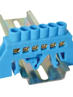 Tracon NPE-B6-6 Můstek na neutrální vodiče (N), izolovaný, modrý 230/400VAC, 63A, 6×9mm, 6P, IP20 Must-Have