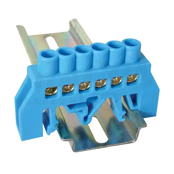 Tracon NPE-B6-6 Můstek na neutrální vodiče (N), izolovaný, modrý 230/400VAC, 63A, 6×9mm, 6P, IP20 Must-Have
