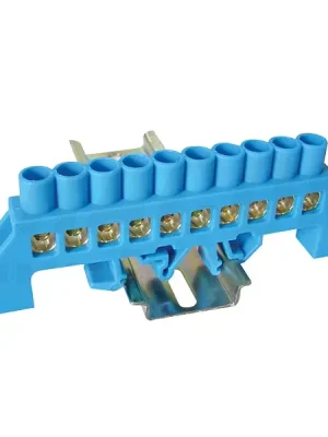 Tracon NPE-B8-10 Můstek na neutrální vodiče (N), izolovaný, modrý 230/400VAC, 100A, 8×12mm, 10P, IP20 Odeslání Ihned