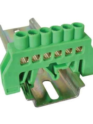 Tracon NPE-G6-6 Můstek na ochranné vodiče (PE) izolovaný, zelený 230/400VAC, 63A, 6×9mm, 6P, IP20 Nová Kolekce