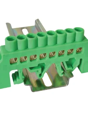 Tracon NPE-G6-8 Můstek na ochranné vodiče (PE) izolovaný, zelený 230/400VAC, 63A, 6×9mm, 8P, IP20 Aktuální