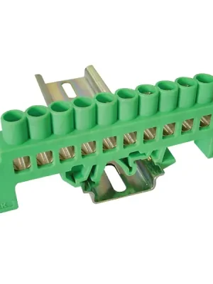 Vysoce Kvalitní Tracon NPE-G8-10 Můstek na ochranné vodiče (PE) izolovaný, zelený 230/400VAC, 100A, 8×12mm, 10P, IP20