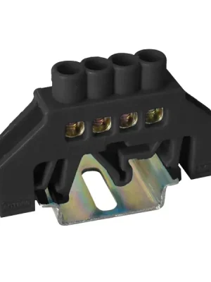 Sleva Tracon NPE-BK6-4 Můstek na neutrální a ochranné vodiče (N/PE), černý 230/400VAC, 63A, 6×9mm, 4P, IP20