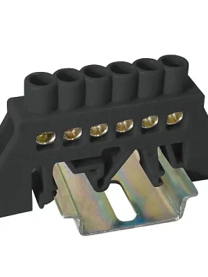 Tracon NPE-BK6-6 Můstek na neutrální a ochranné vodiče (N/PE), černý 230/400VAC, 63A, 6×9mm, 6P, IP20 Bezpečná Platba