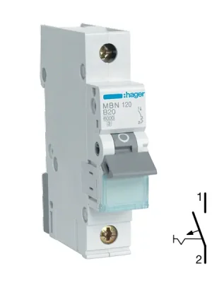 HAGER MBN120 Jistič 1 pól. 20A, charakteristika B, 6 kA Top Prodej