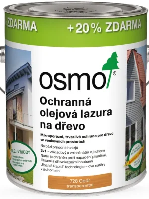 Časově Omezené Lazura olejová ochranná Osmo 728 cedr, 3 l