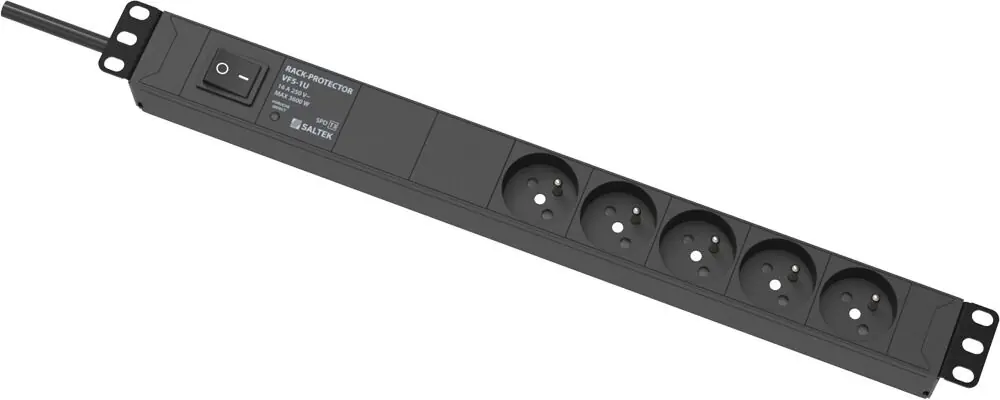 SALTEK Zásuvka RACK-PROTECTOR-VF5-1U vícenásobná s integrovanou přepěťovou ochranou a odrušovacím vf filtrem 5 zásuvek Zlevněný