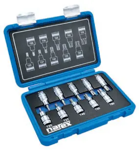 Sada hlavic TRX 20-70/55mm, NAREX-SADA, 10-dílná, T20-70 /443000961/ Značkový