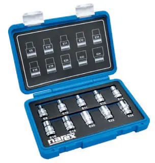 Jen Po Omezenou Doba Sada hlavic Torx-E 1/2" E8-24, NAREX-SADA, 10-dílná, E8-24 /443000963/